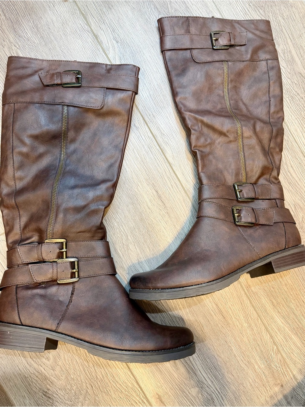 Maurices Brown Knee High Buckle Riding Boots